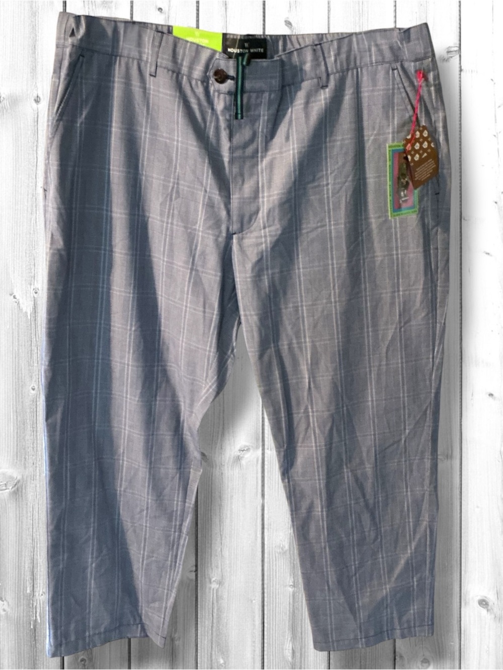 🌹NWT-HOUSTON WHITE BLUE PLAID STRAIGHT LEG TROUSERS